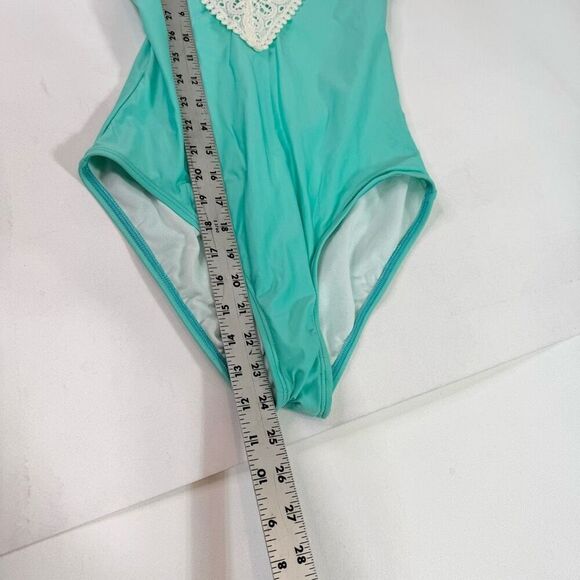 Ella Moss One Piece Swimsuit Womens Medium New Sea Green Halter Lace Beach - Picture 6 of 9